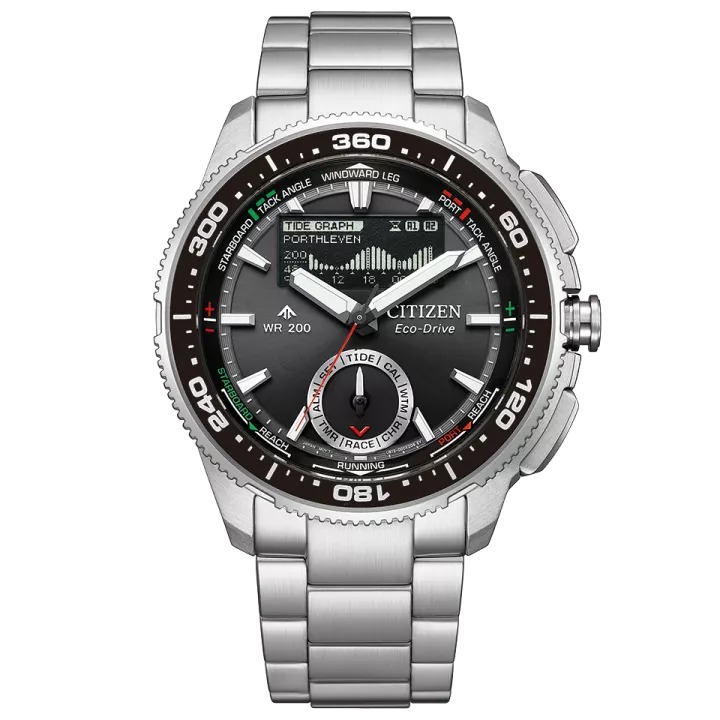 Citizen Promaster Marine Perpetual Alarm World Time Chronograph Moon Phase Black Dial Men's Watch JV3001-53E