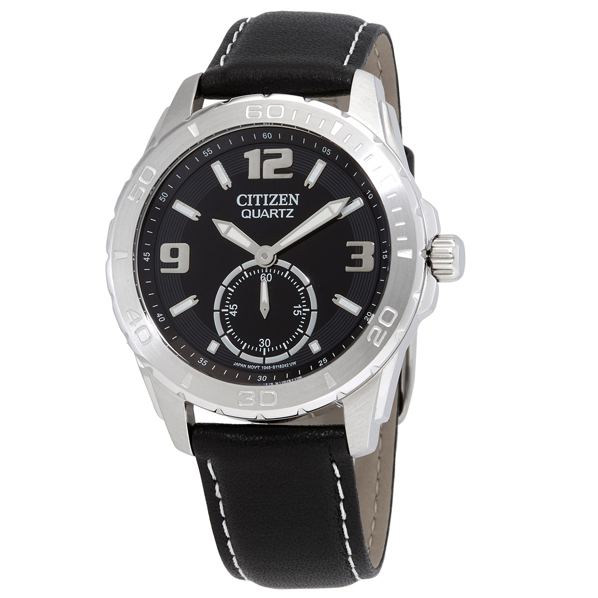 Citizen Quartz Black Dial Black Leather Men's Watch AO3010-05E