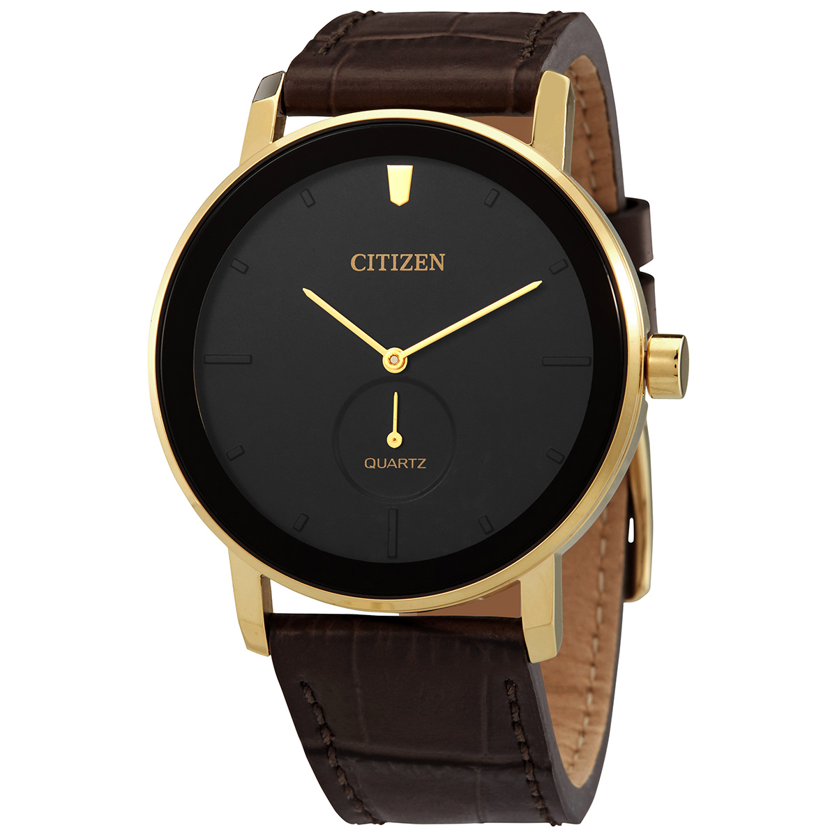 Citizen Quartz Black Dial Brown Leather Men's Watch BE9182-06E