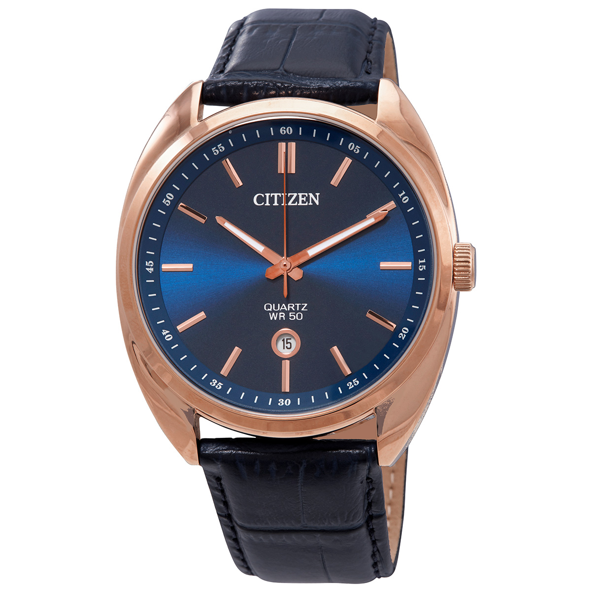 Citizen Quartz Blue Dial Blue Leather Men's Watch BI5093-01L