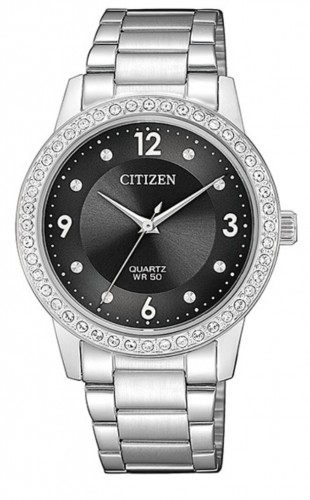 Citizen Quartz Crystal Black Dial Ladies Watch EL3090-81H