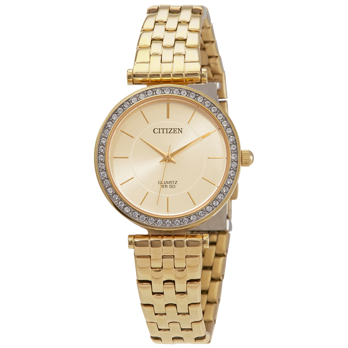 Citizen Quartz Crystal Gold Dial Gold-tone Ladies Watch ER0212-50P