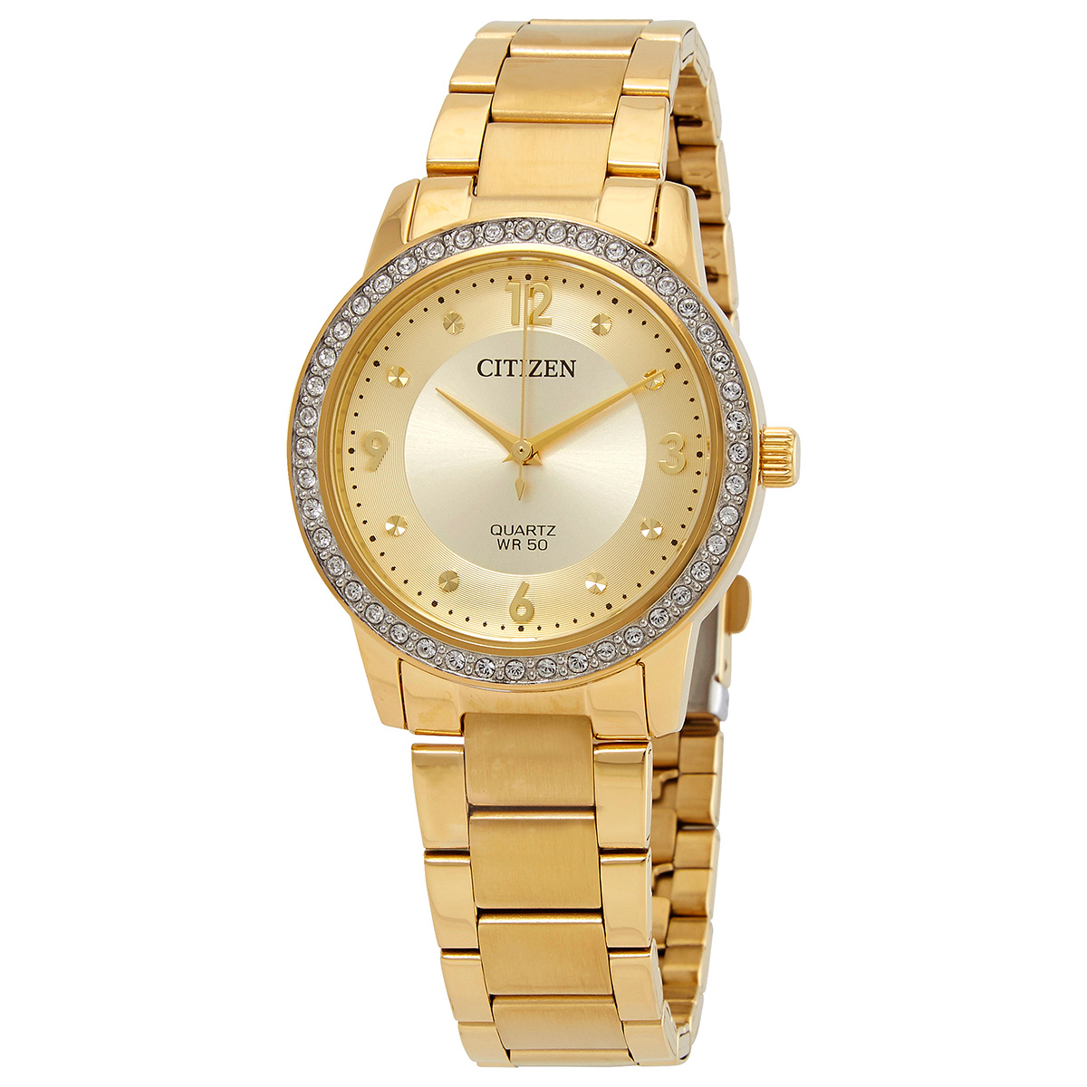 Citizen Quartz Crystal Gold Dial Ladies Watch EL3092-86P
