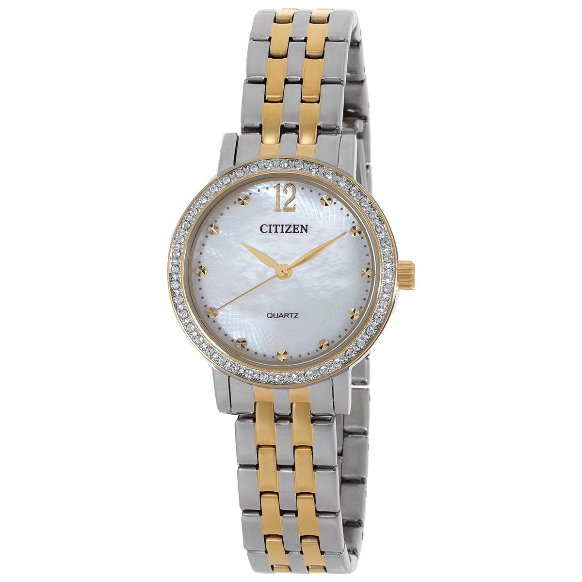 Citizen Quartz Crystal White Mother of Pearl Dial Ladies Watch EL3104-54D