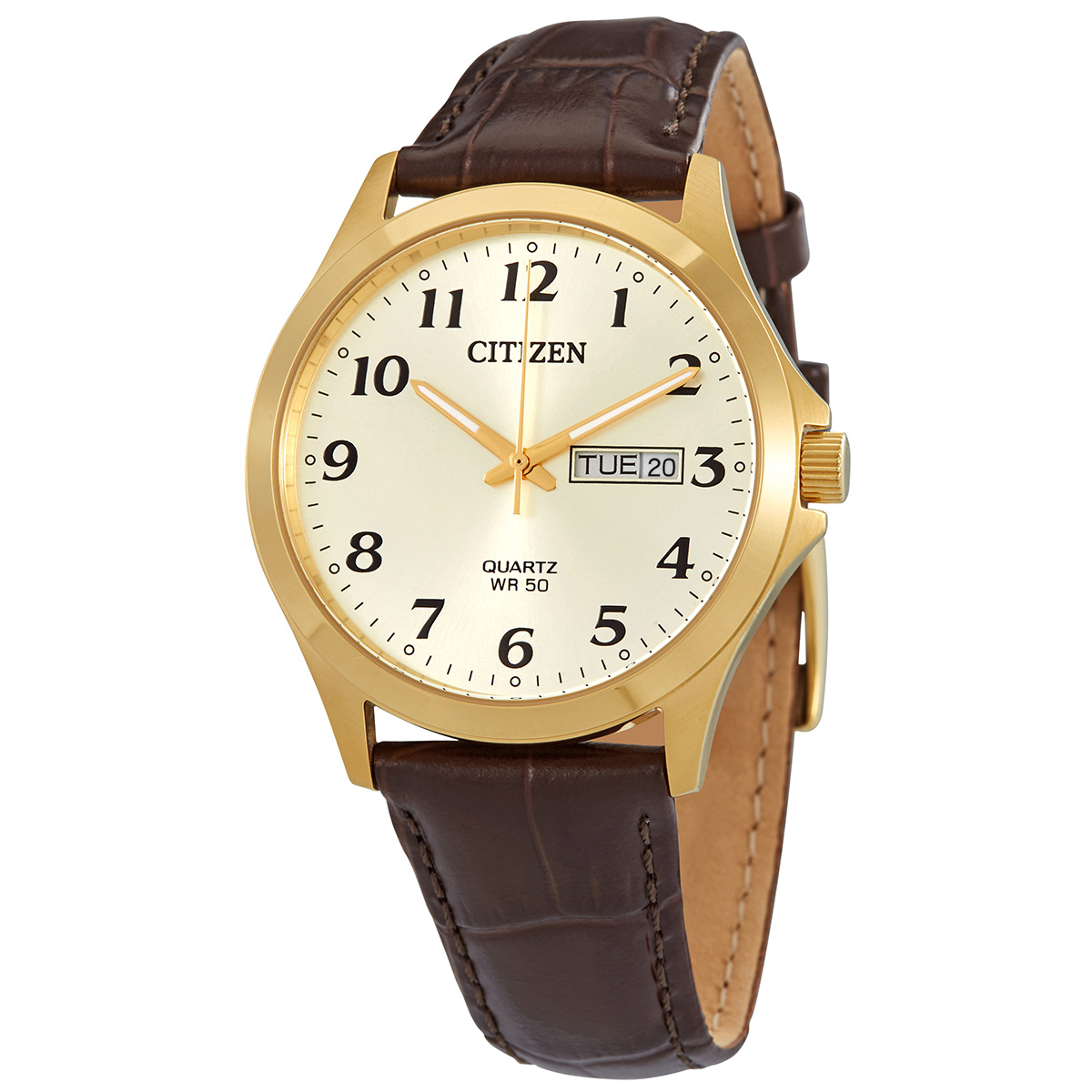 Citizen Quartz Gold Dial Brown Leather Men's Watch BF5002-05P