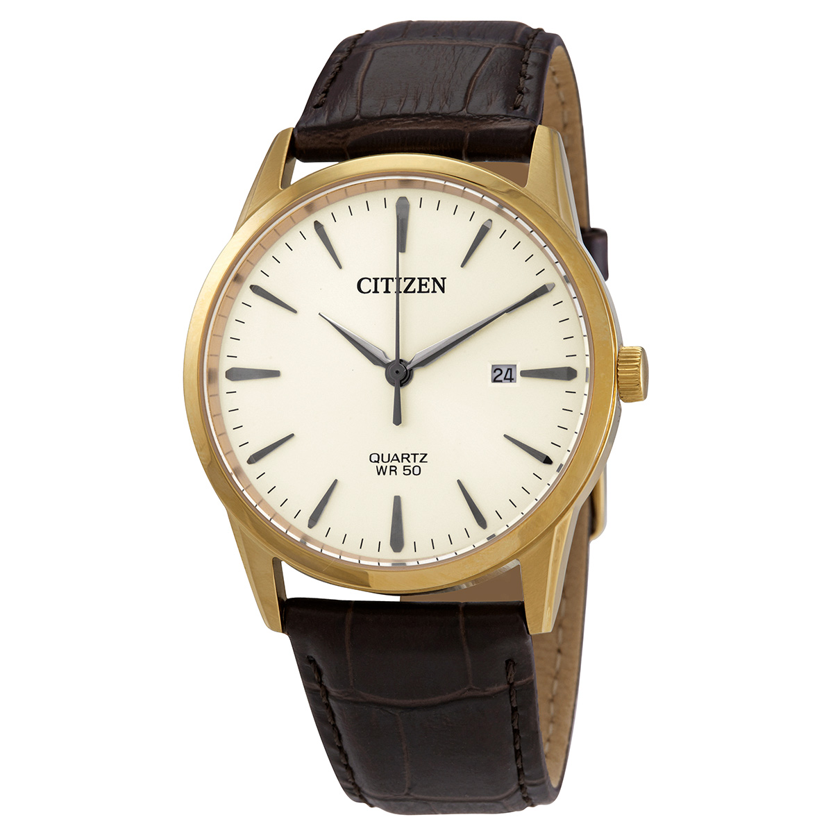 Citizen Quartz Gold Dial Brown Leather Men's Watch BI5002-14A