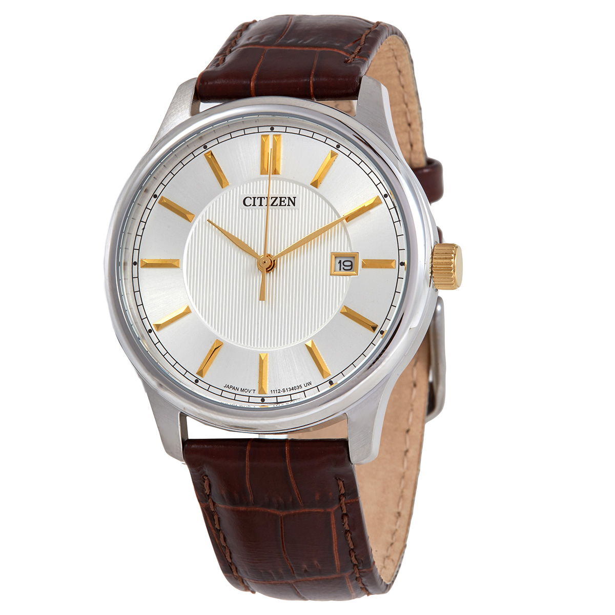 Citizen Quartz Silver Dial Brown Leather Men's Watch BI1054-04A