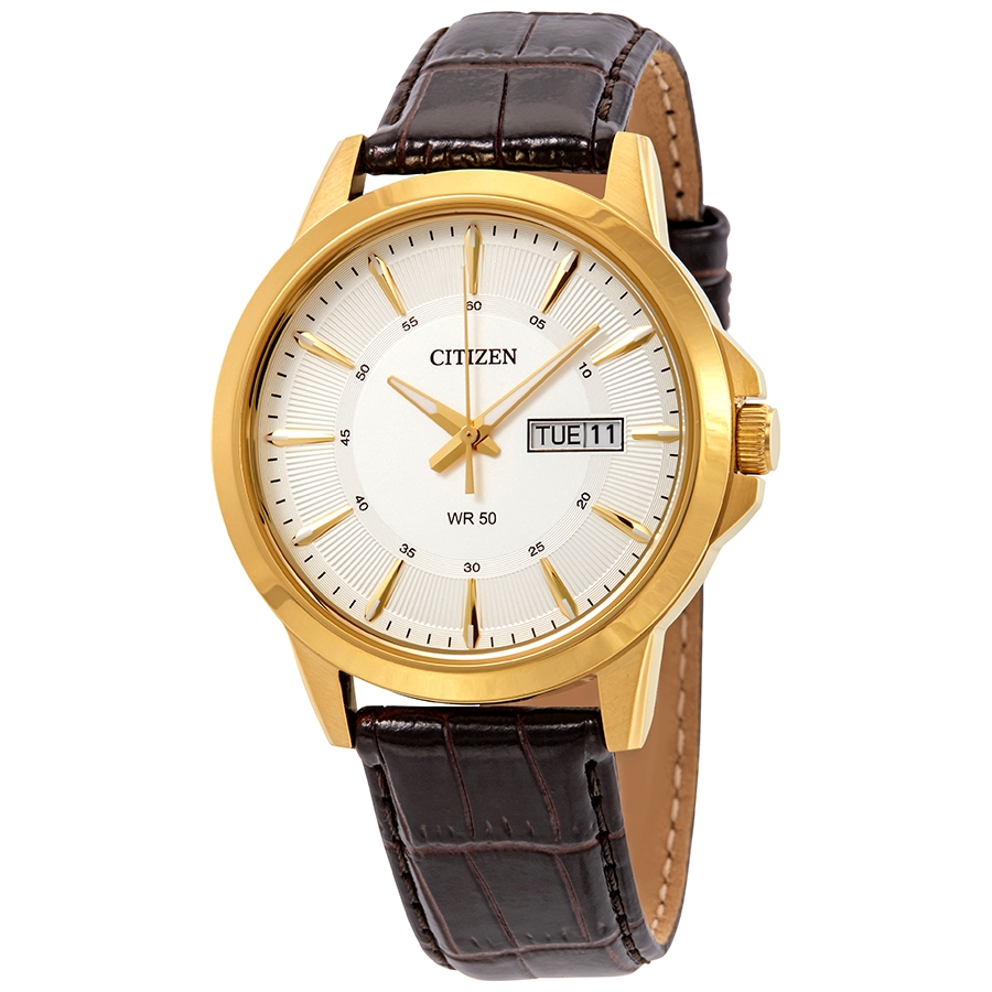 Citizen Quartz Silver Dial Brown Leather Men's Watch BF2018-01A