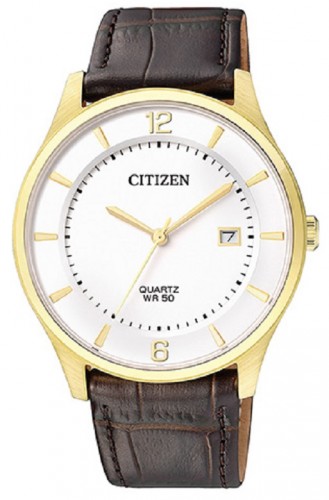 Citizen Quartz White Dial Brown Leather Men's Watch BD0043-08B