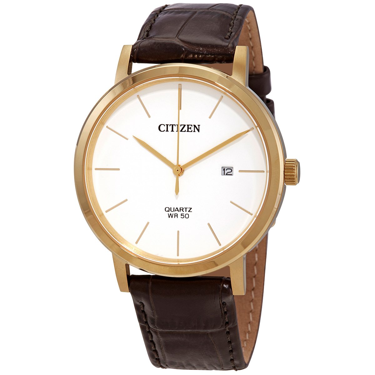 Citizen Quartz White Dial Brown Leather Men's Watch BI5072-01A
