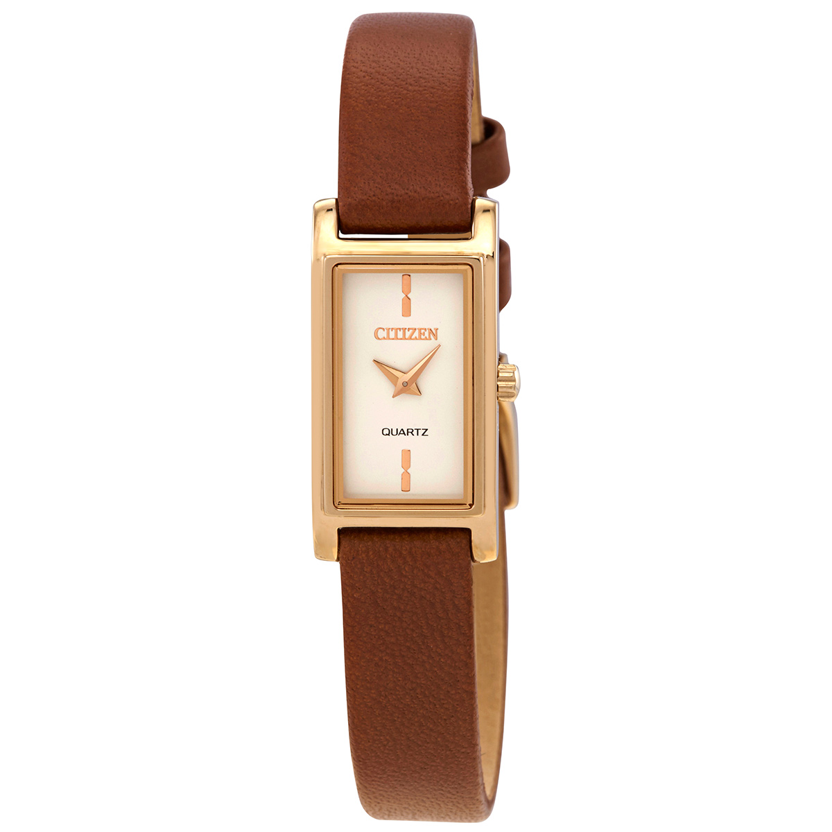 Citizen Quartz White Dial Brown Leather Ladies Watch EZ6368-15A