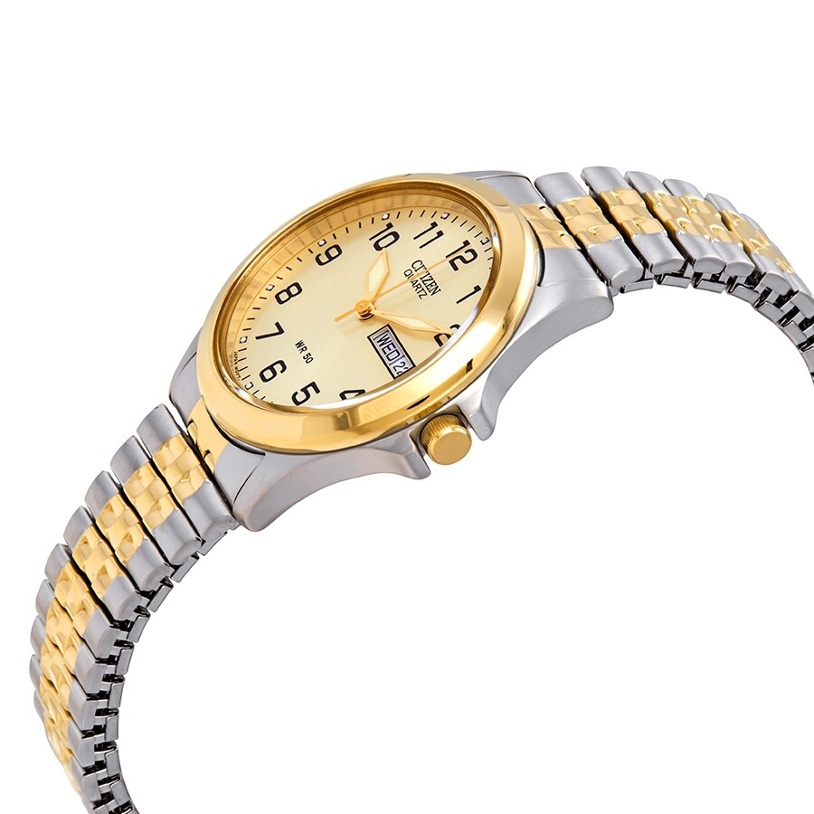 Citizen Quatz Gold Dial Expansion Band Unisex Watch BF057492P Citizen Watches