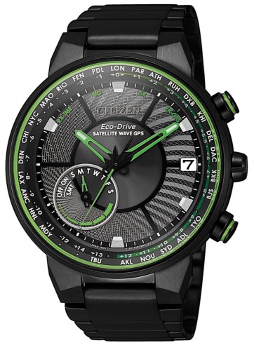 Citizen Satellite Wave Perpetual World Time Black Dial Men's Watch CC3075-80E