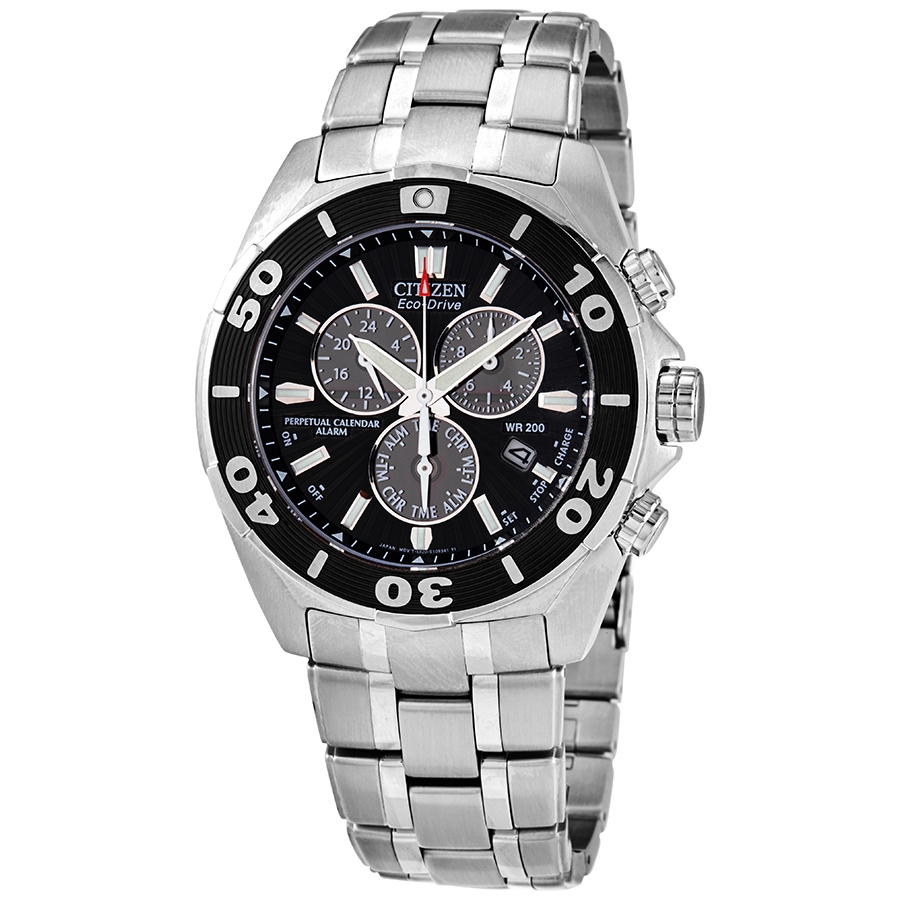 Citizen Signature Perpetual Calendar Eco-Drive Chronograph Black Dial Men's Watch BL5440-58E