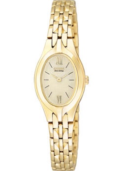 Citizen Sihouette Ladies Eco Drive Champagne Dial Gold-tone Watch EW9682-56P