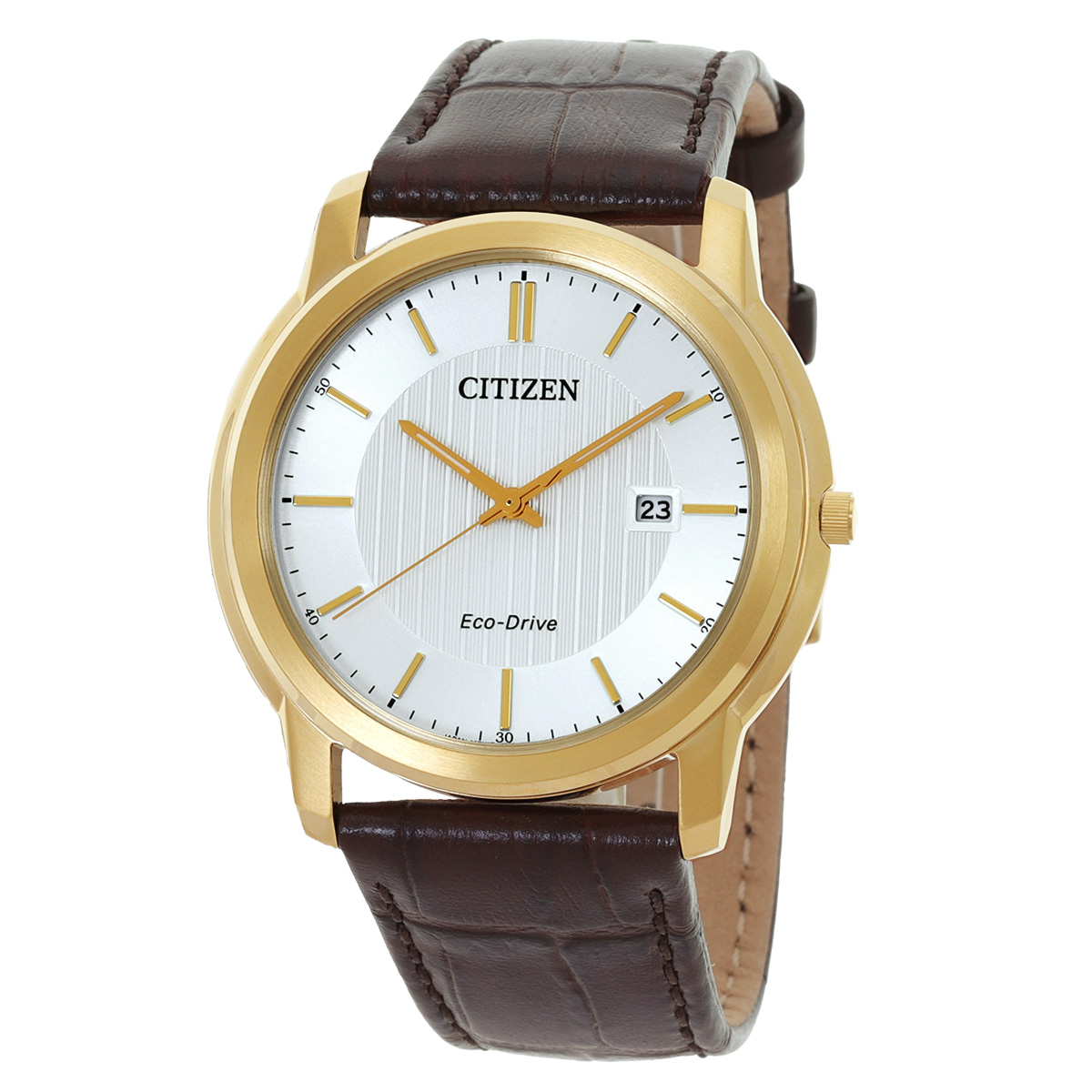 Citizen White Dial Brown Leather Men's Watch AW1212-10A