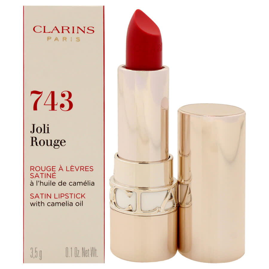 Clarins Ladies Joli Rouge Satin Lipstick 0.1 oz 743 Cherry Red Makeup 3666057117060