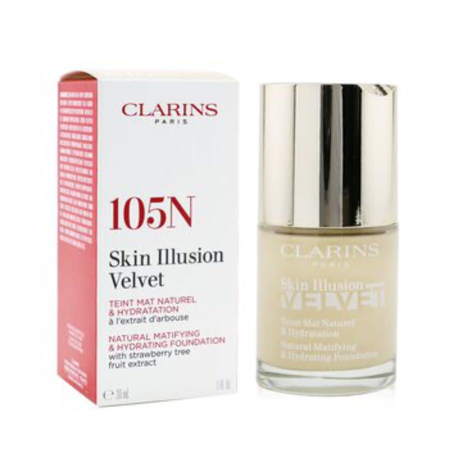 Shop Clarins Ladies Skin Illusion Velvet Natural Matifying & Hydrating Foundation 1 oz # 105n Nude Makeup