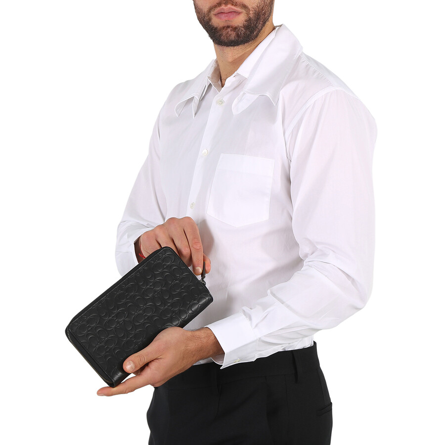 Coach Black Men's Travel Wallet In Signature Leather In Black