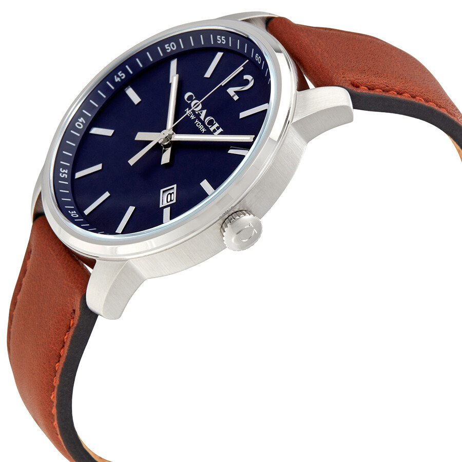 Coach Bleecker Blue Dial Brown Leather Men's Watch 14602004 Coach