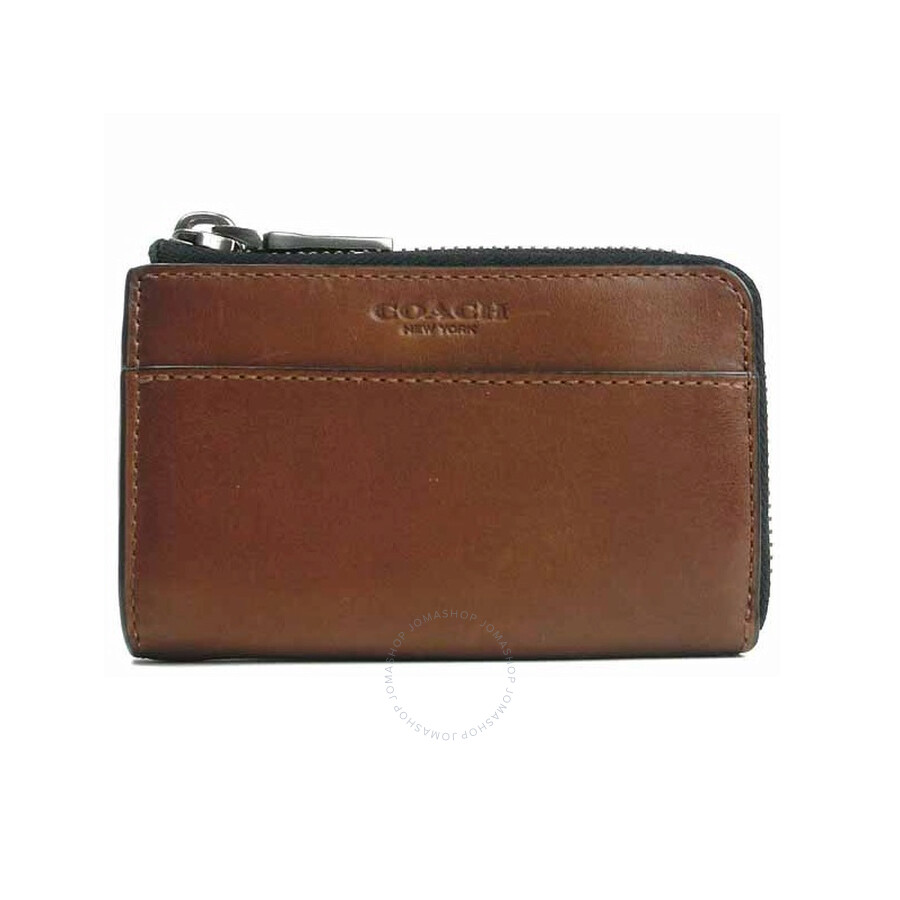 Coach Calf Leather Zip Key Case In Dark Saddle 63193 CWH 889532449880