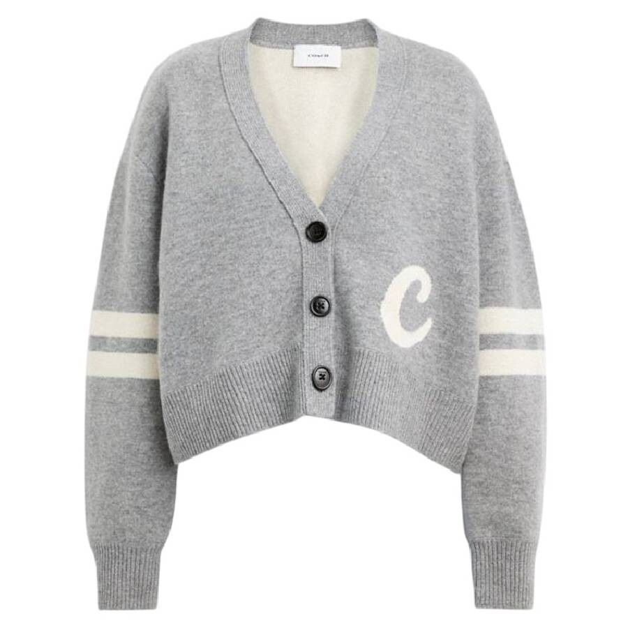 Cropped Scrip Logo Cardigan, Size Large