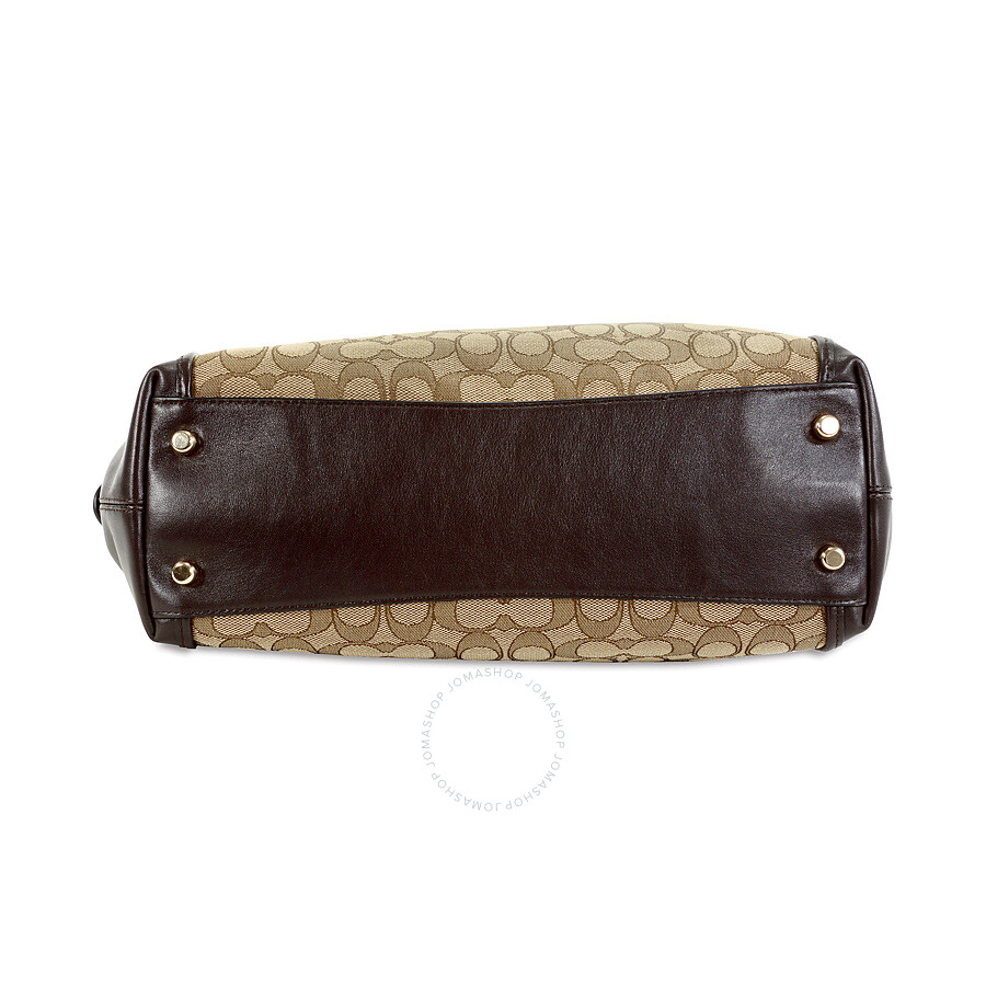 Coach Edie Signature Jacquard Shoulder Bag Light Gold/Khaki Brown