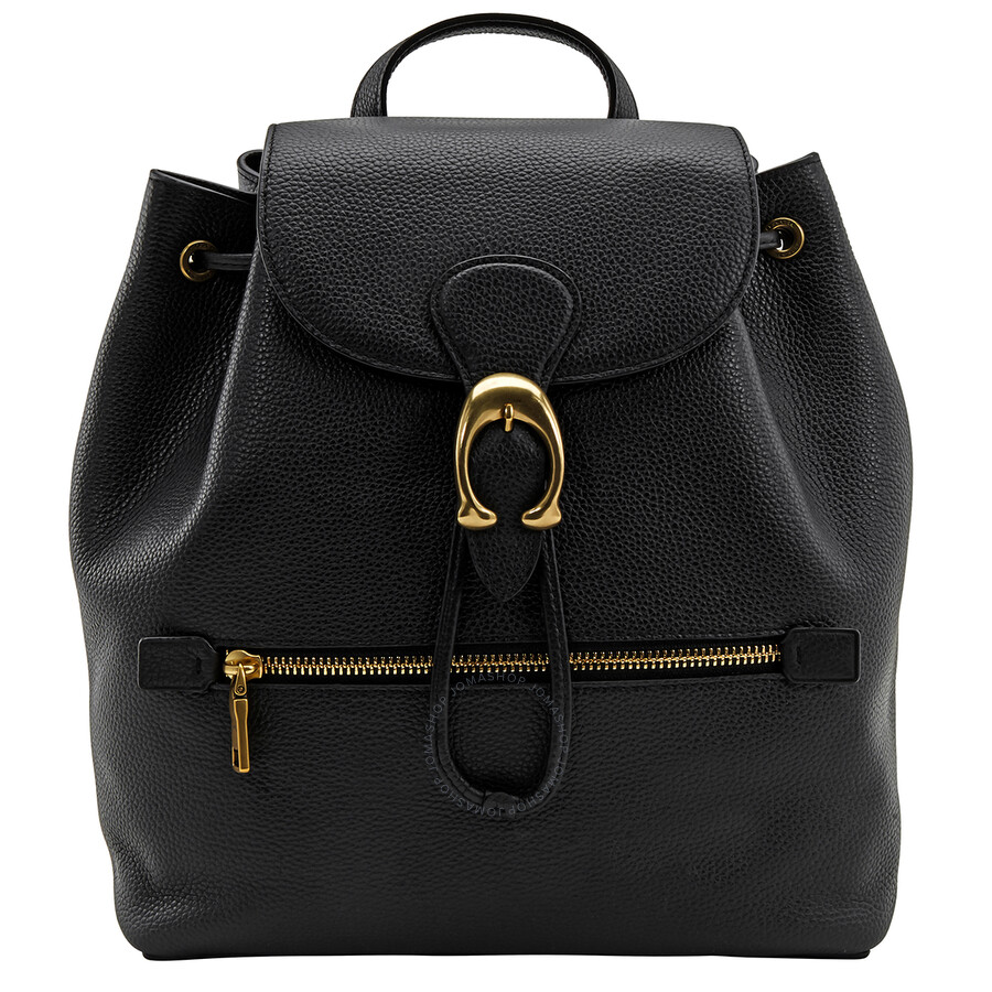 Coach Ladies Black Polished Pebble Leather Evie Backpack Fado.vn