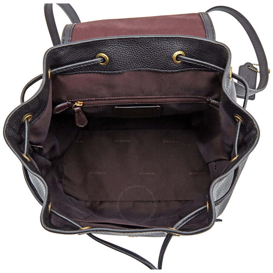 Coach Ladies Black Polished Pebble Leather Evie Backpack Fado.vn