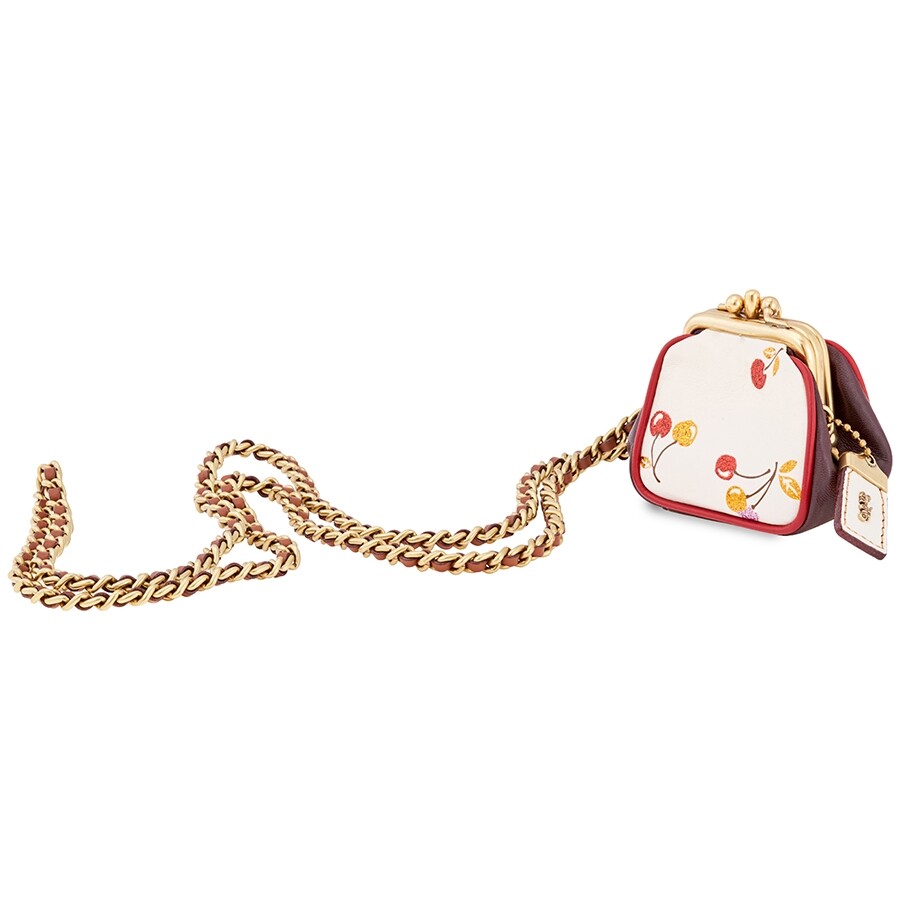 Coach Ladies Coin Purse Coach 1941 Chalk Cherries Prt Kiss Pch 22998