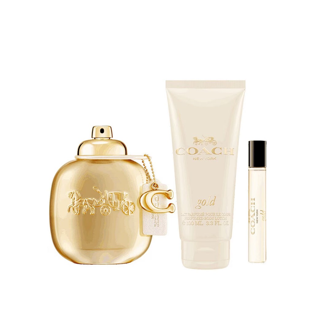 ＊*＊様 ブランド香水と化粧品セット ゴールドポーチ付き Coach Ladies Gold Parfum Gift Set Fragrances 3386460158794