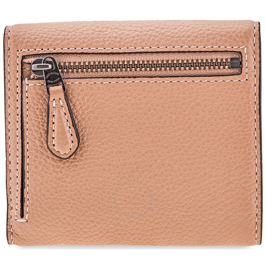 Coach Ladies Small Leather Wallet Beige Hearts Coach Handbags