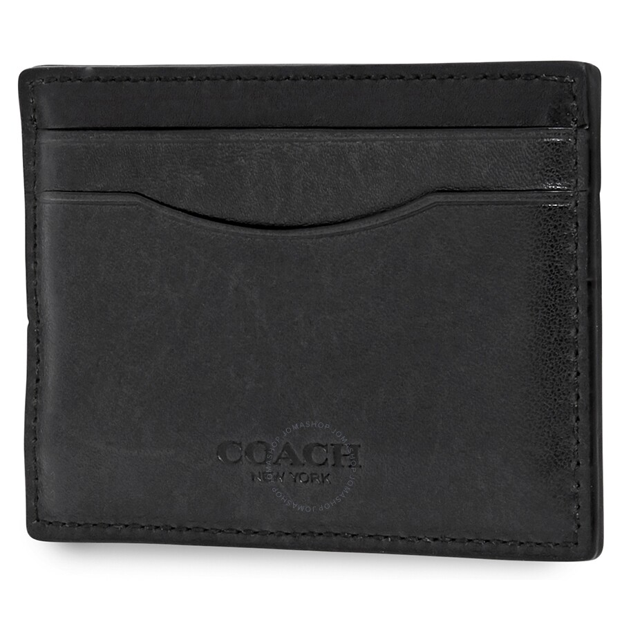 Coach Men's Card Case Leather Black Co Scf Card Cs 75173 BLK