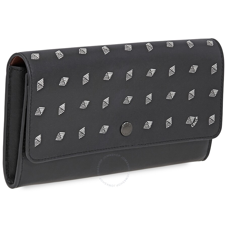 Coach Men's Travel Organizer Wallet Leather Black/White Multi Wllt Prnt Blk Coach Handbags