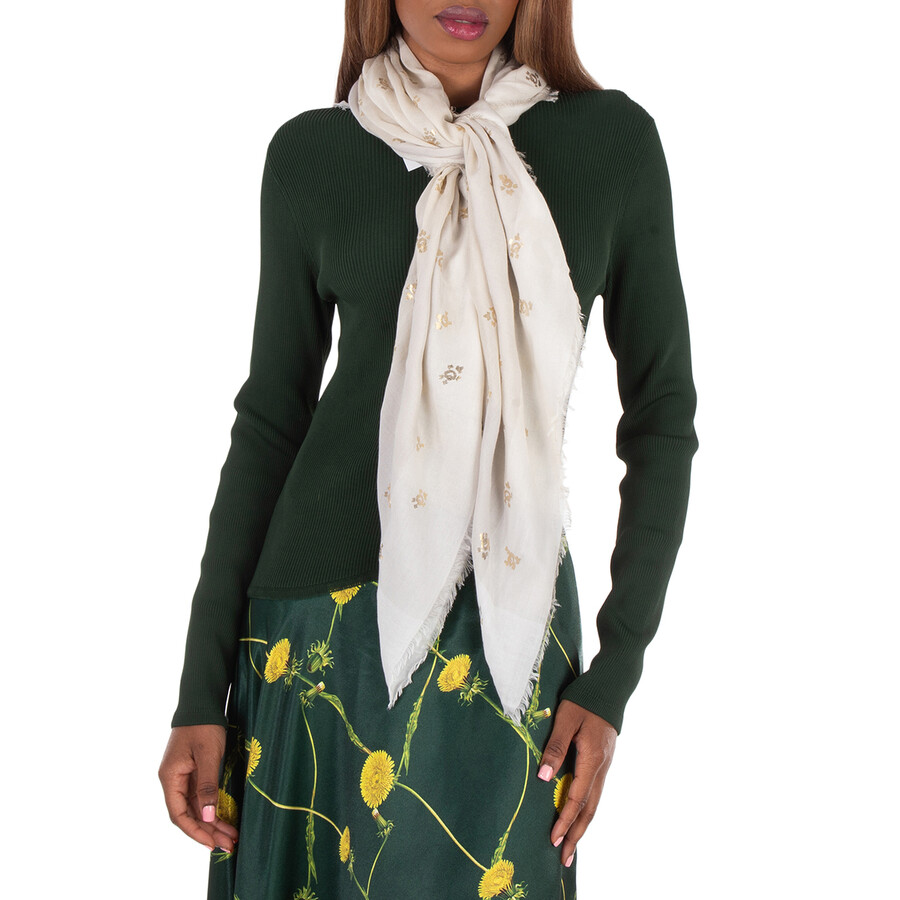 Rose Print Check Square Scarf