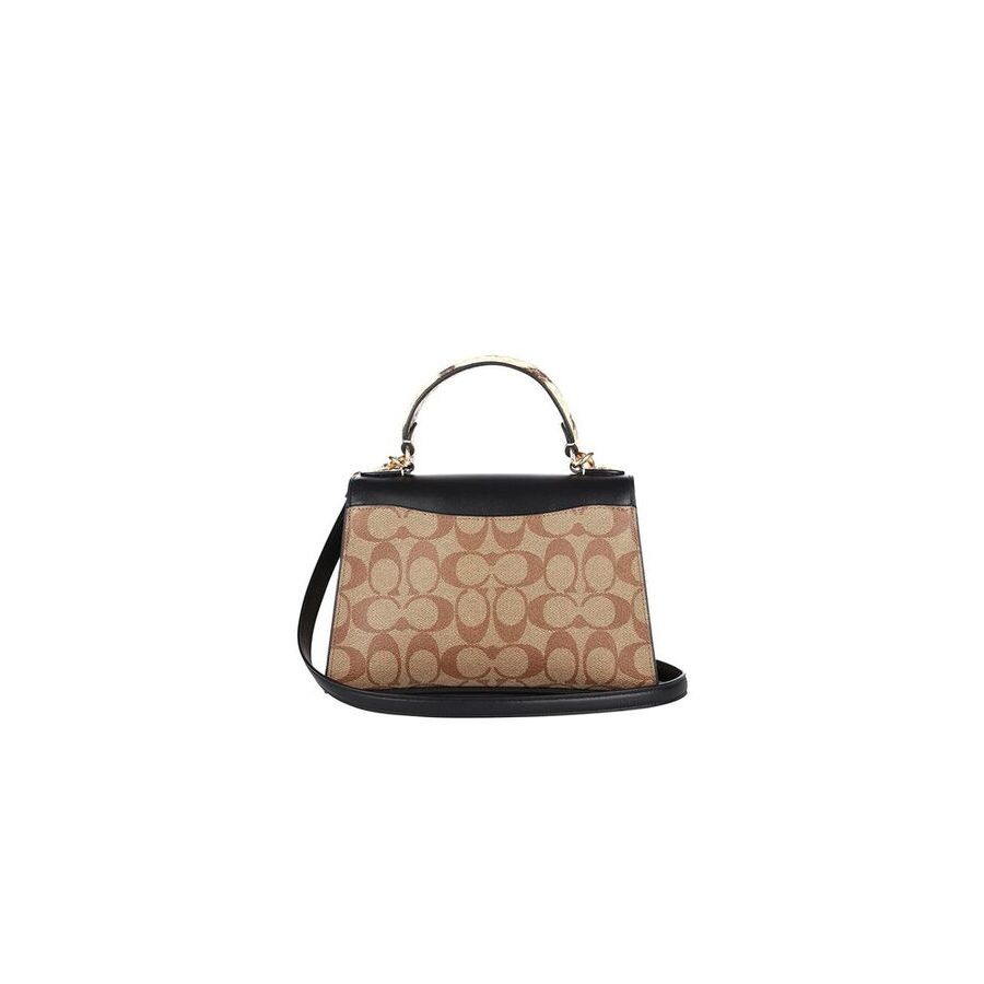 Coach Satchel Bag Gold-khaki Black Multi Gold/khaki Coated Canvas/leather / Satchel-bags