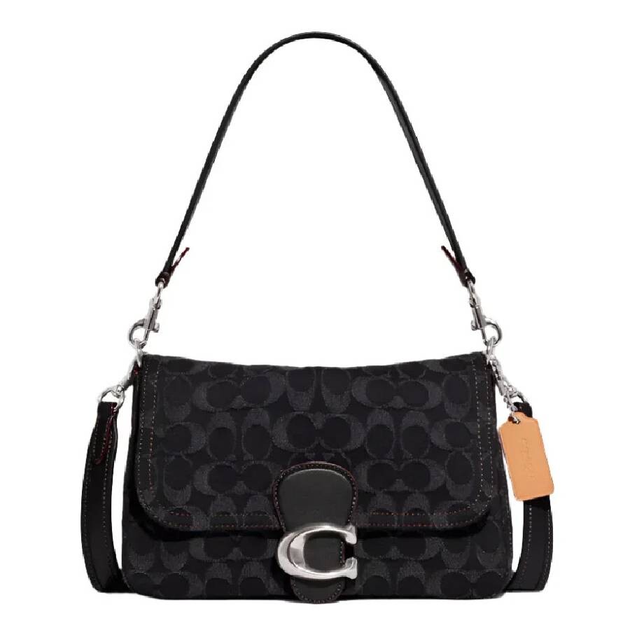 Coach Signature Denim And Smooth Leather Shoulder Bag In Multi