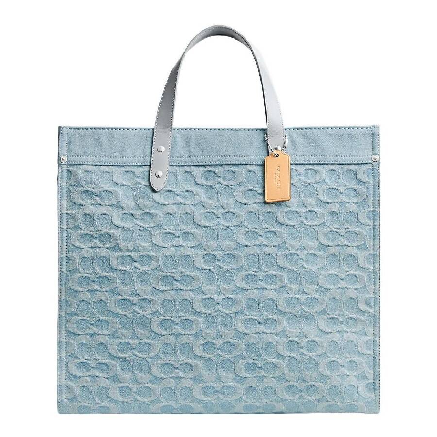 Coach Signature Denim Tote Bag In Blue