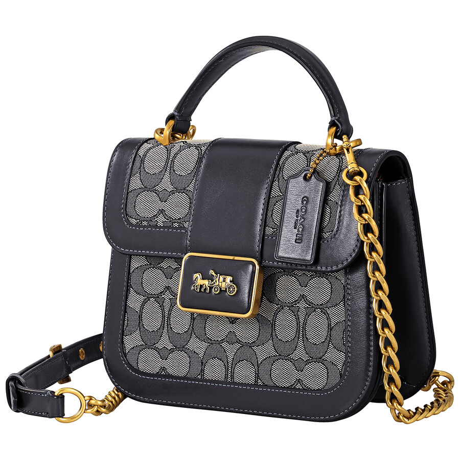 Coach Signature Jacquard Alie Top Handle Bag Midnight Navy C4822