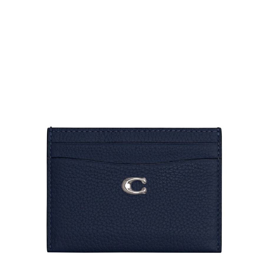 Coach Signature Leather Card Case In Blue