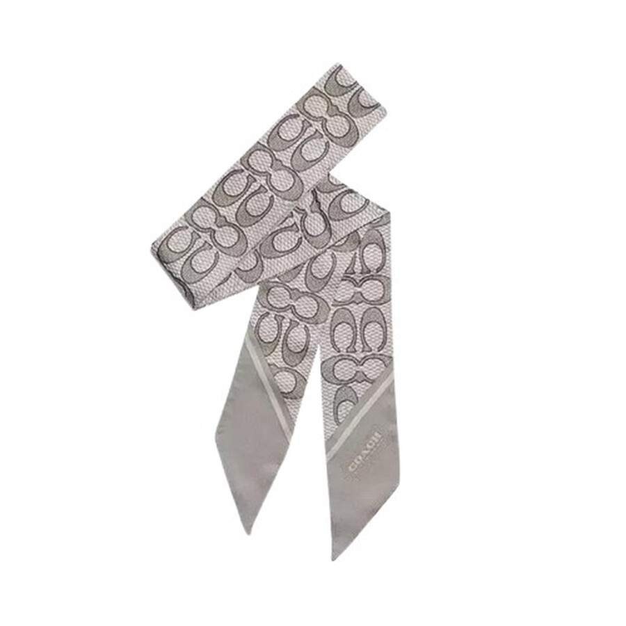 Womens Textured Signature Print Silk Skinny Scarf