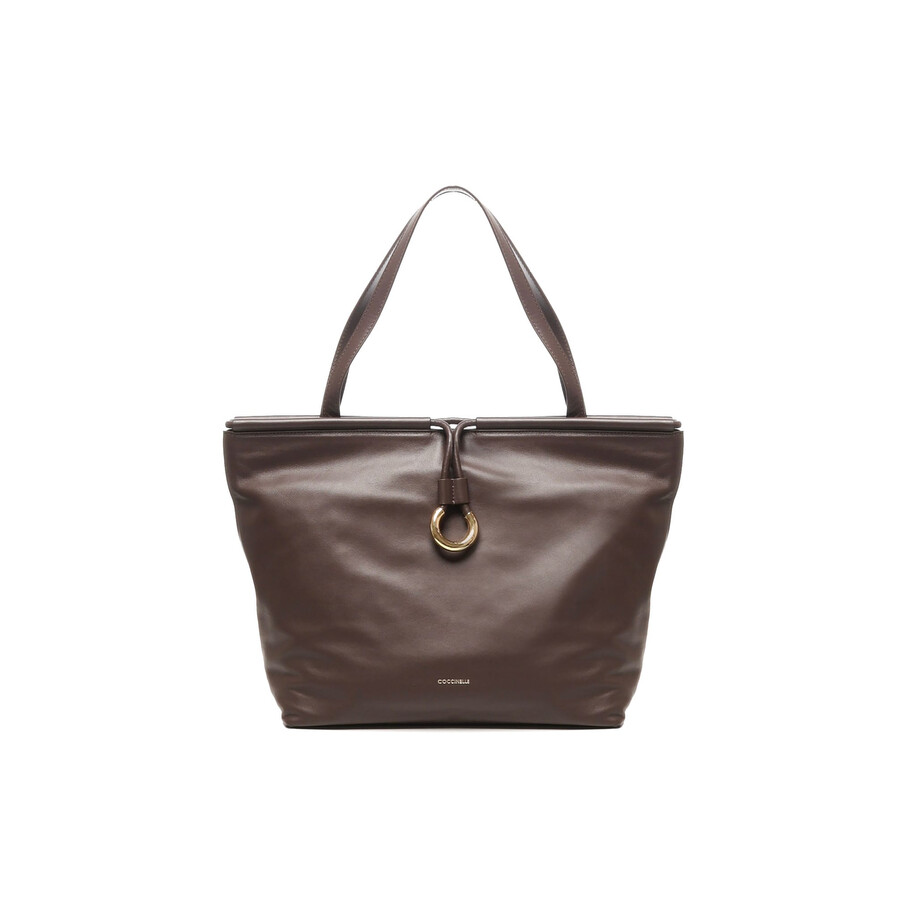 Coccinelle Ring-detail Leather Shoulder Bag In Brown