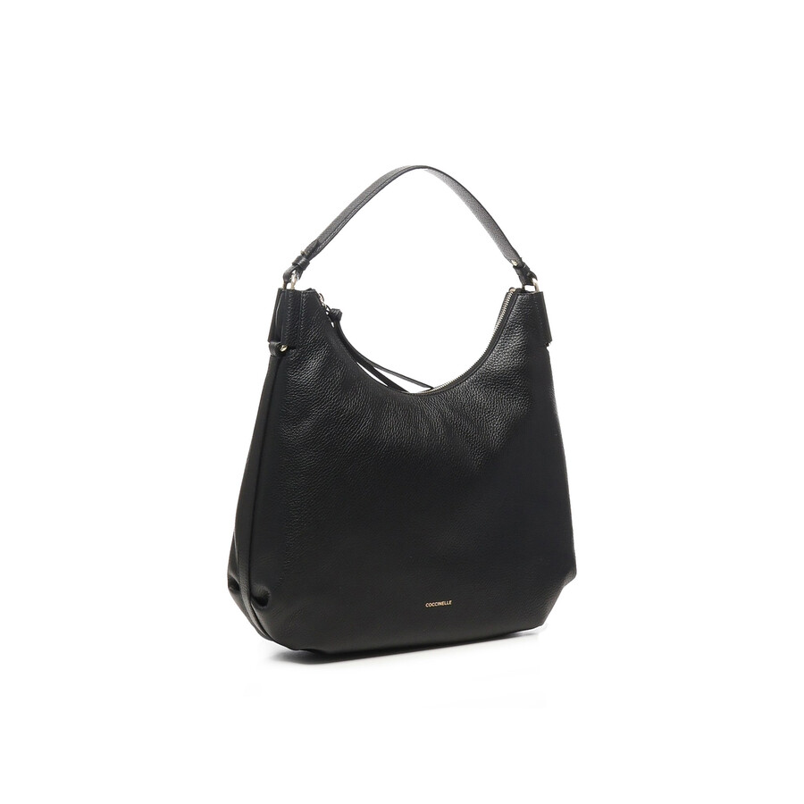 Coccinelle Malory Grained-leather Shoulder Bag In Black
