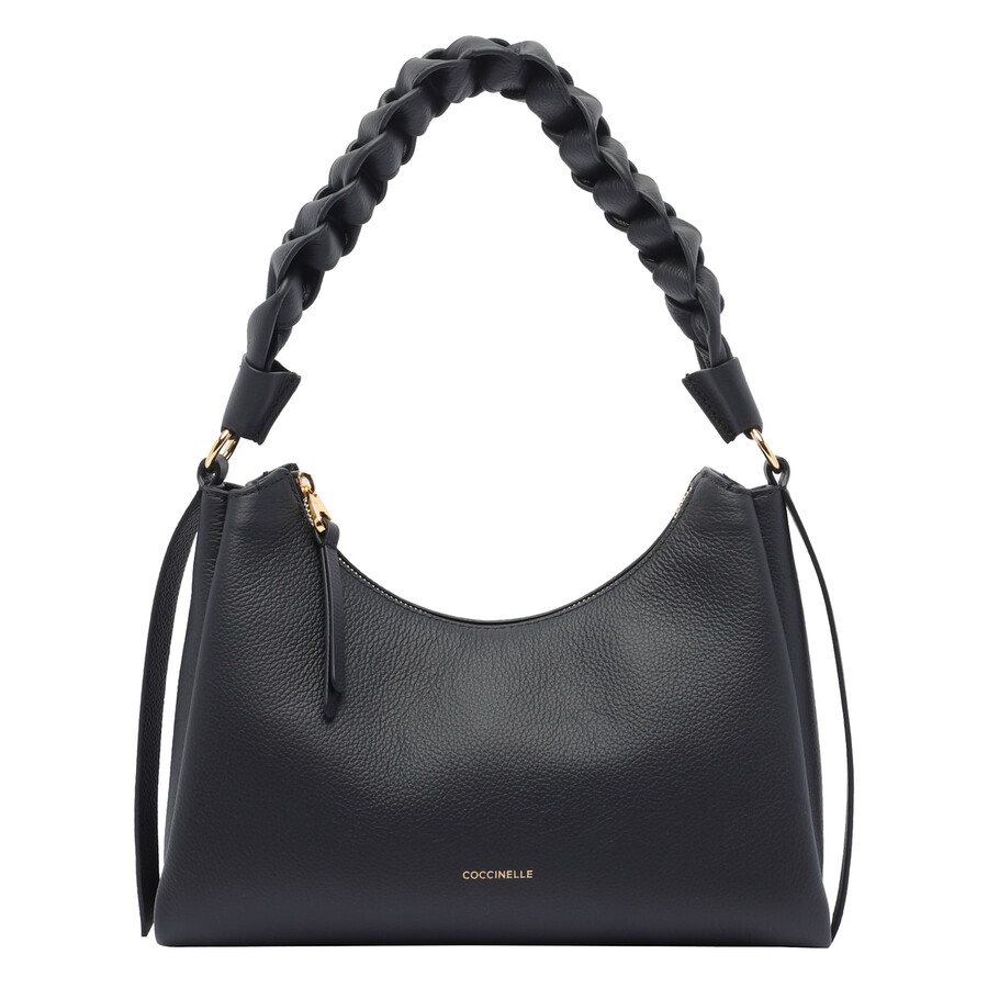 Coccinelle Medium Boheme Grana Double Shoulder Bag In Black