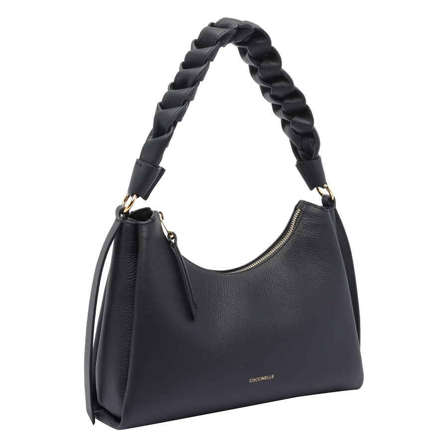Coccinelle Medium Boheme Grana Double Shoulder Bag In Black
