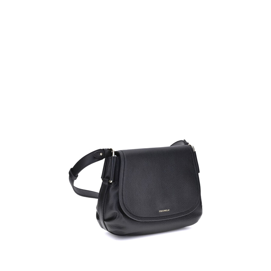 Coccinelle Flap-fastening Leather Cross-body Bag In Black
