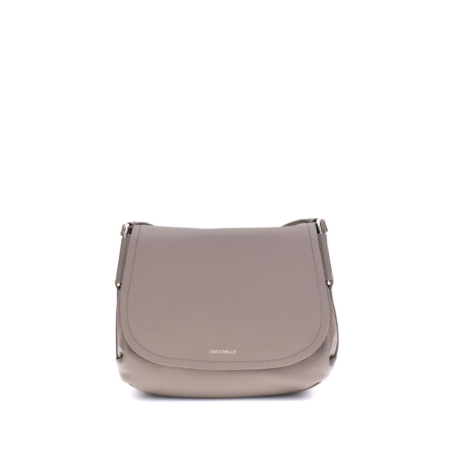 Coccinelle Rebekka Flap-detail Leather Shoulder Bag In Gray