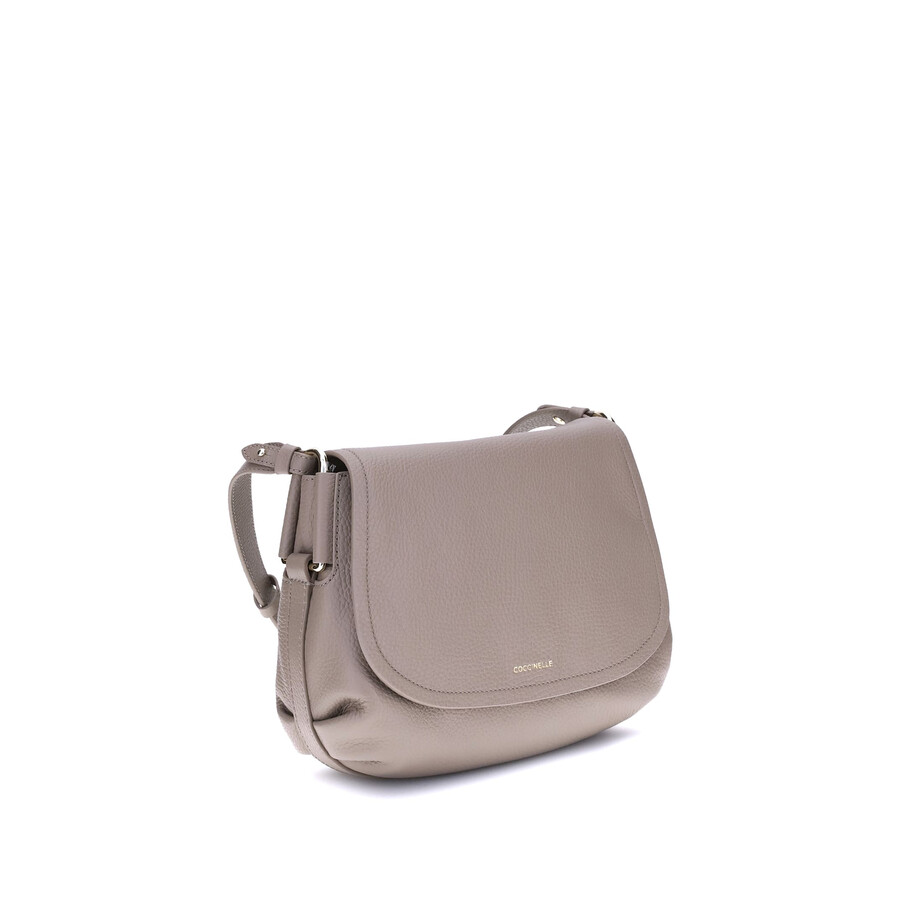 Coccinelle Rebekka Flap-detail Leather Shoulder Bag In Gray