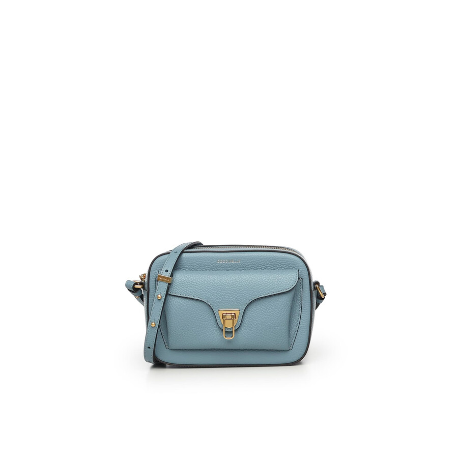 Coccinelle Flap Leather Shoulder Bag In Blue