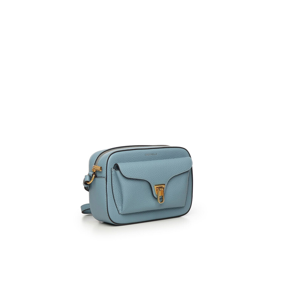 Coccinelle Flap Leather Shoulder Bag In Blue